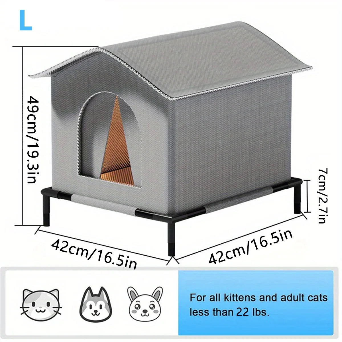 Stray Cat Houses with Mat Waterproof Summer Cool Shelter, Foldable