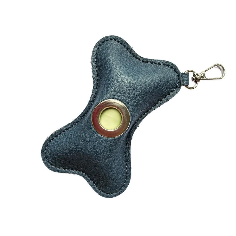 Creative Dog Poop Bag Dispenser Bone Shaped PU Leather Pet, Waterproof