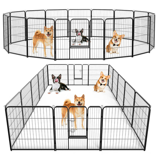 JHK 16 Panels Dog Playpen Pet Fence Metal 24 - ProPawPet.com