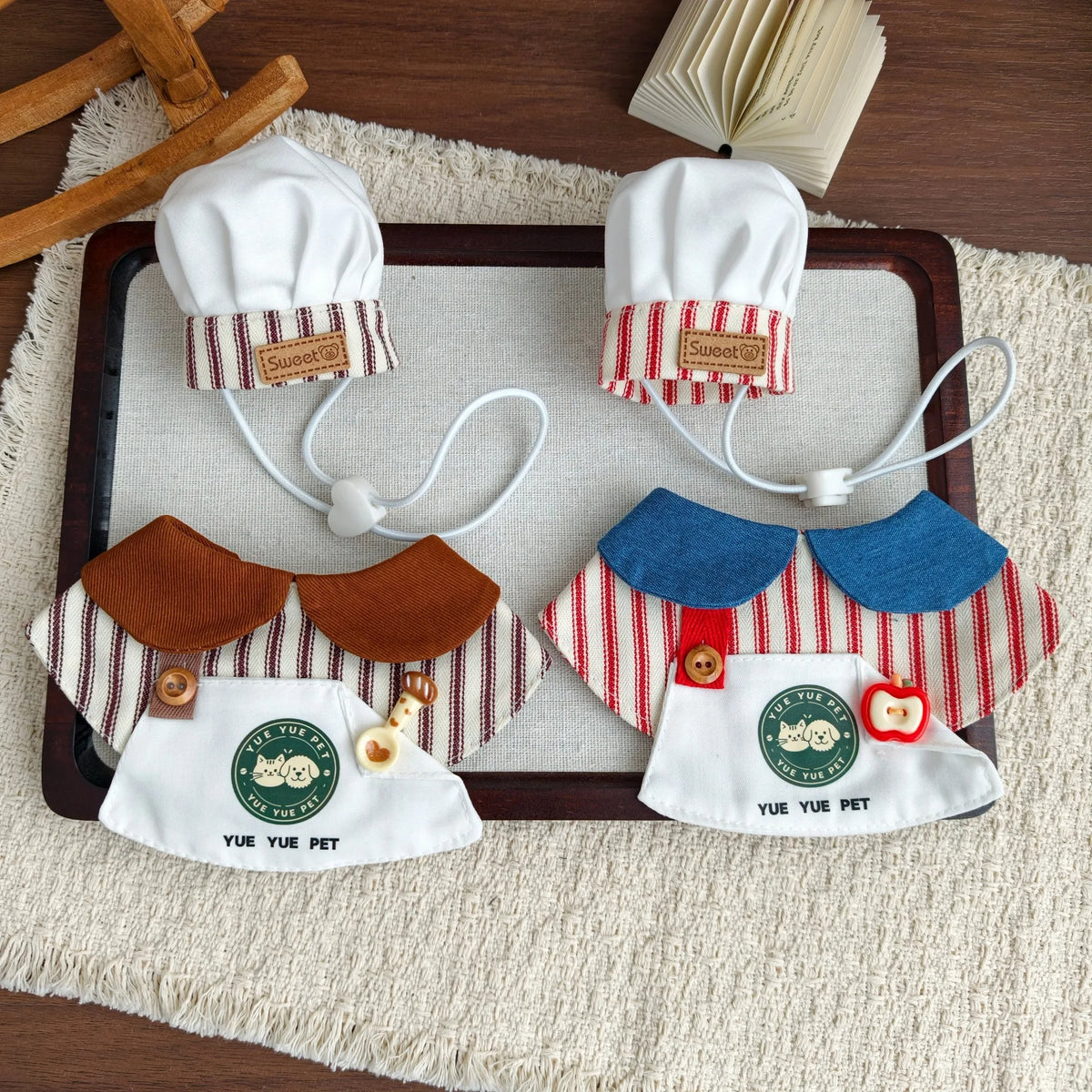 Cute Pet Chef Costume Set with Hat and Bib - ProPawPet.com
