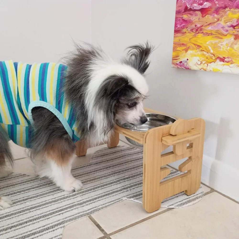 Adjustable Wooden Raised Dog Bowl Stand With - ProPawPet.com