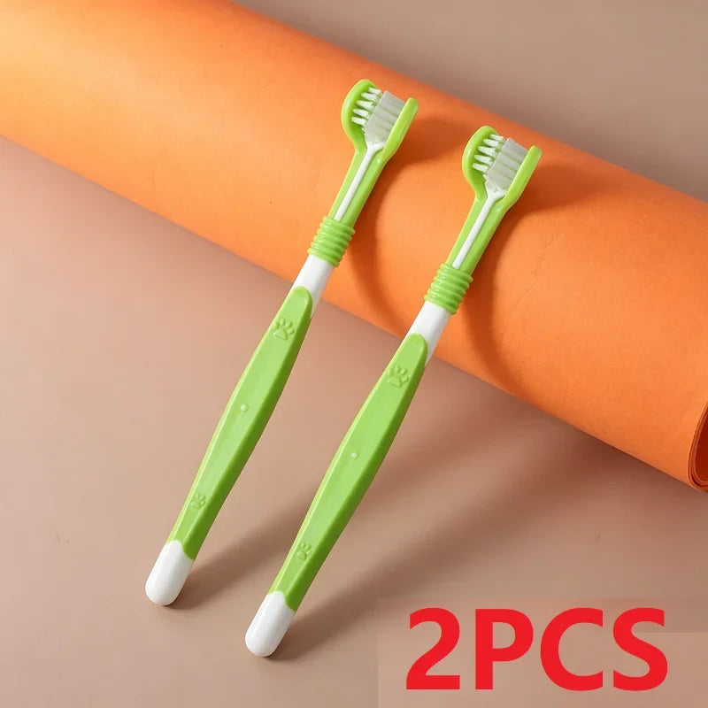 3-Sided Pet Toothbrush Dog Plastic Removing Tartar Cleaning – 9 Colors