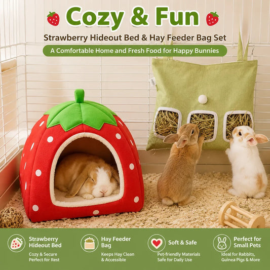 2PCS Rabbit Bed & Hay Feeder Bag Set, - ProPawPet.com