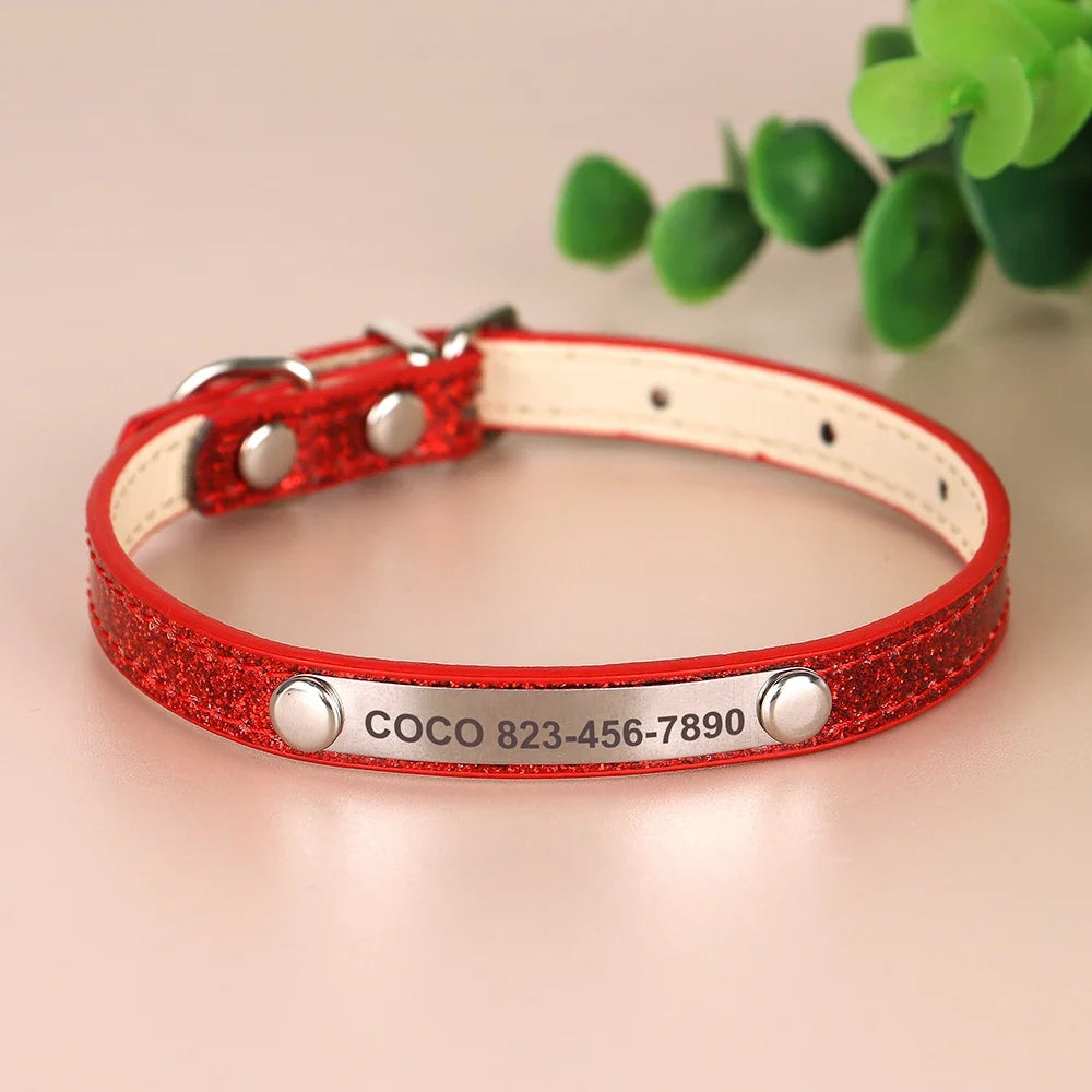 Personalized Cat Collar Bling PU Leather Cat - ProPawPet.com
