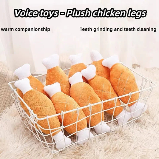 3 Pack Soft Plush Squeaky Chicken Leg Chew - ProPawPet.com