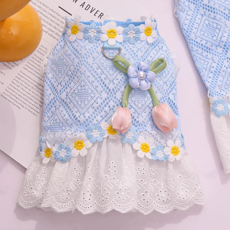Summer Mesh Dog Dress Breathable Mesh Lace - ProPawPet.com