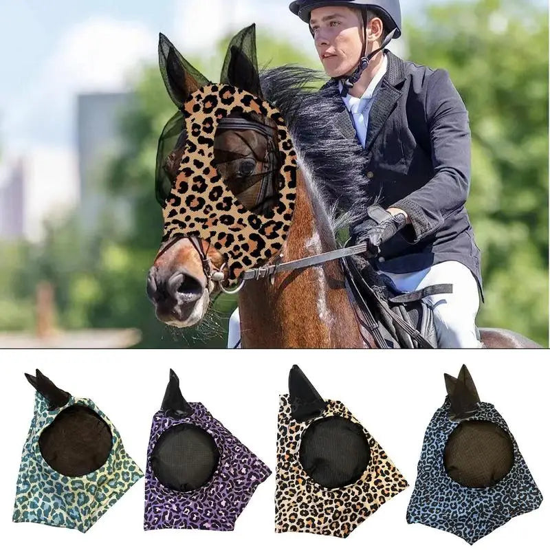Horse Fly Face Cover Leopard Print Pattern - ProPawPet.com