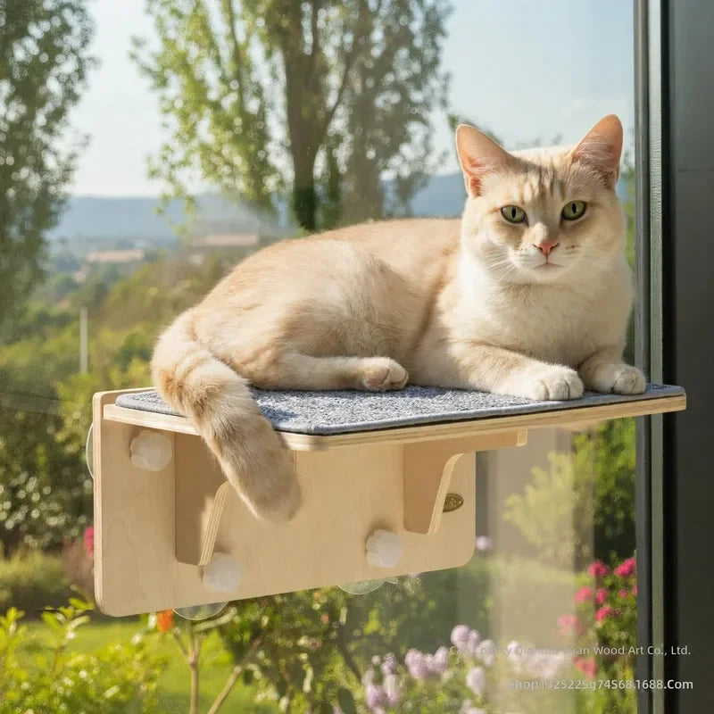 Wooden Cat Window Perch with Suction Cups - ProPawPet.com