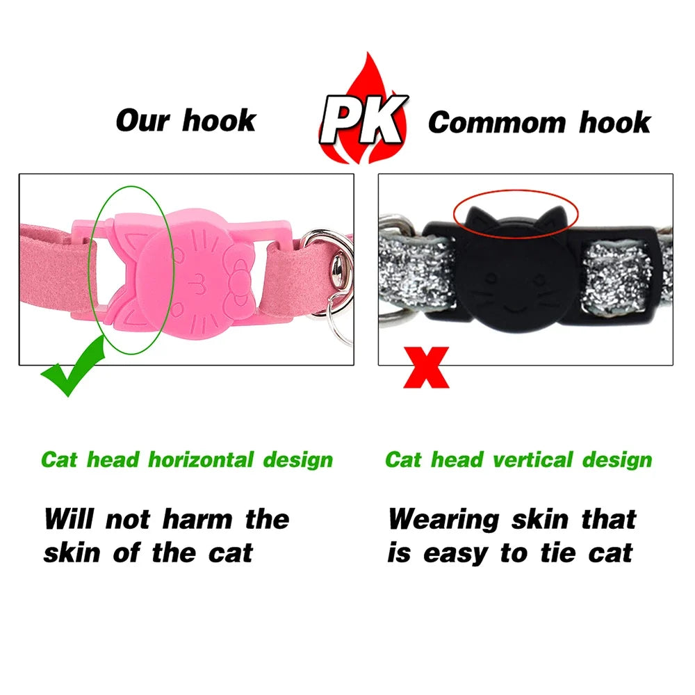 Soft Pink Suede Leather Cat Collar - Cute - ProPawPet.com