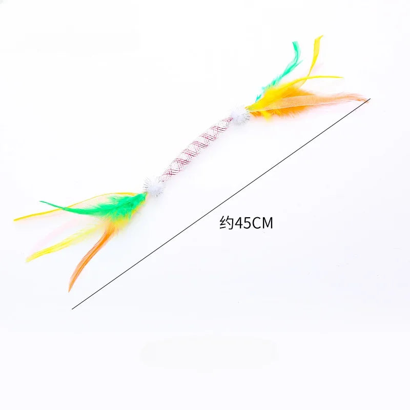 Interactive Cat Toys Colorful Hoses Feathers Teasing Sticks Bite Resistant