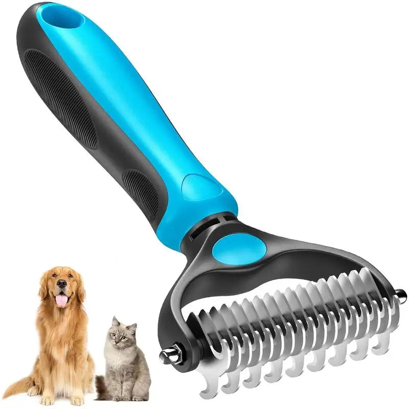 2IN1 Stainless Pet Deshedding Brush Dog Hair Remover Fur Knot – 4 Colors
