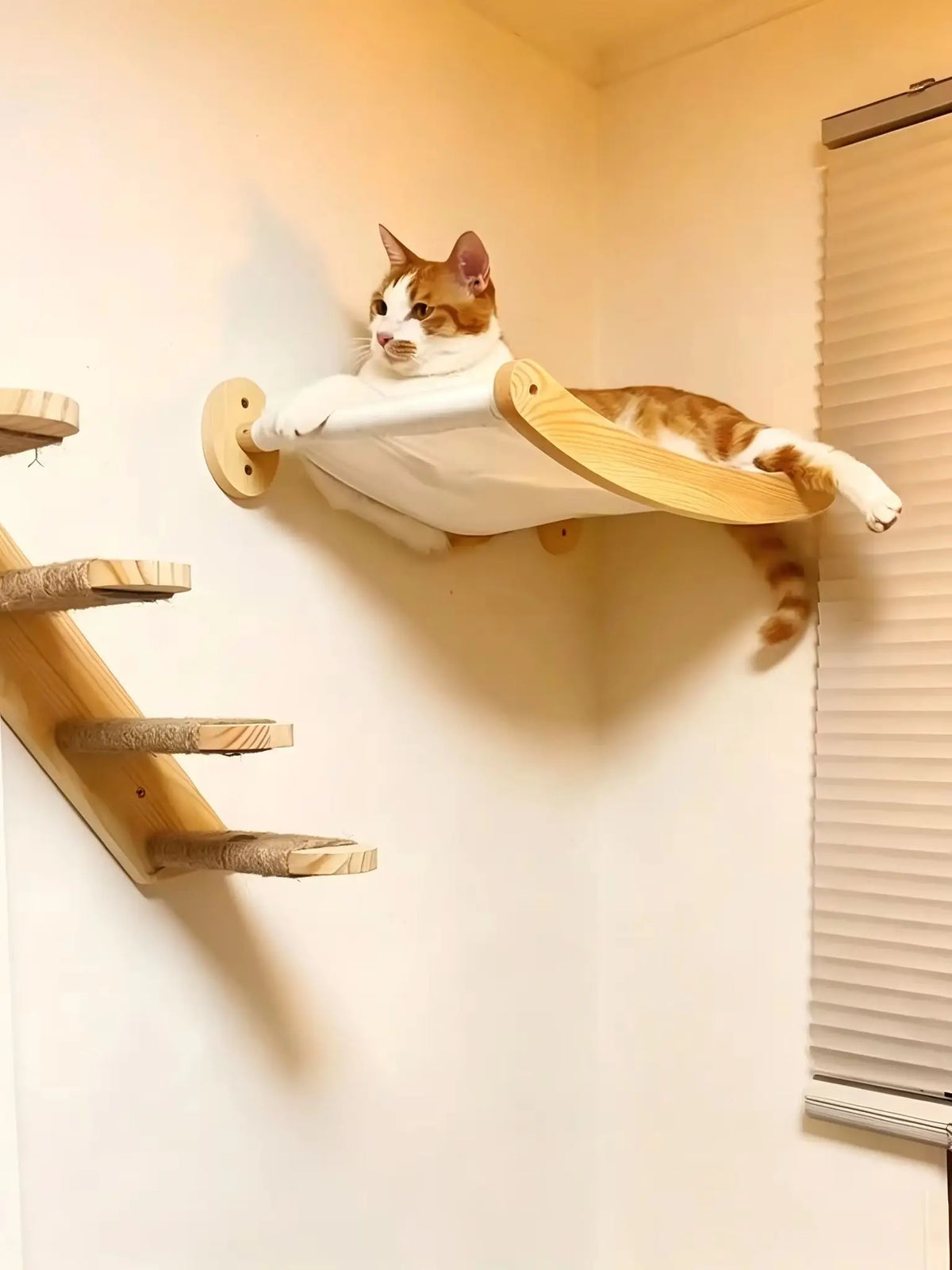 Wood 39.4in Wall-mounted Cat Roped Bridge for Indoor Steps – photo 5