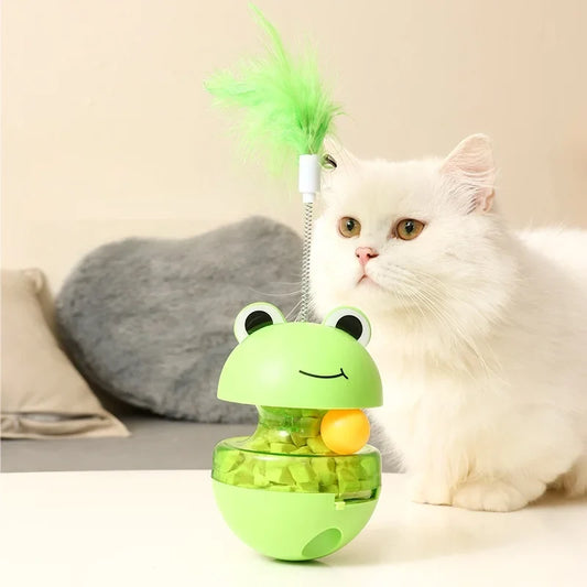 Frog Wobbler Cat Toy with Feather Teaser - ProPawPet.com