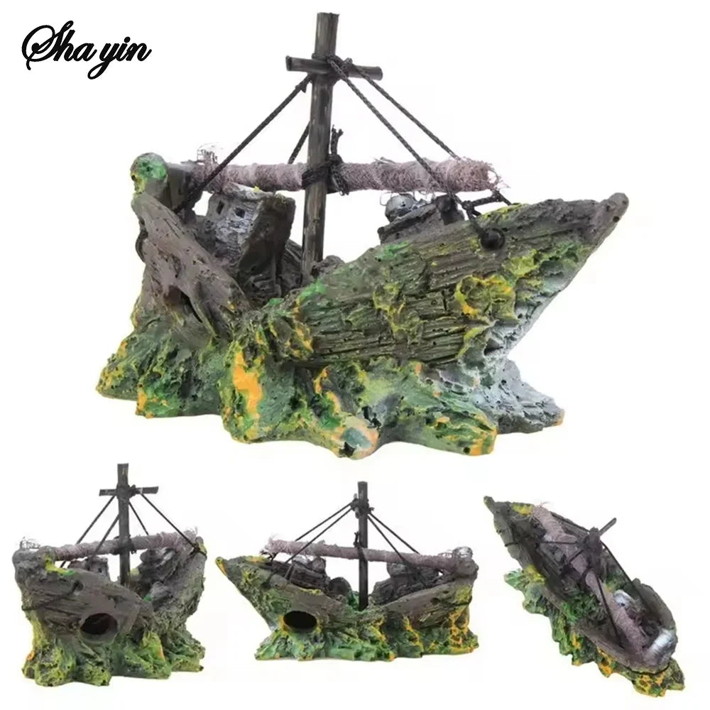 Random Style Fish Tank Shipwreck Pirate Ship - ProPawPet.com