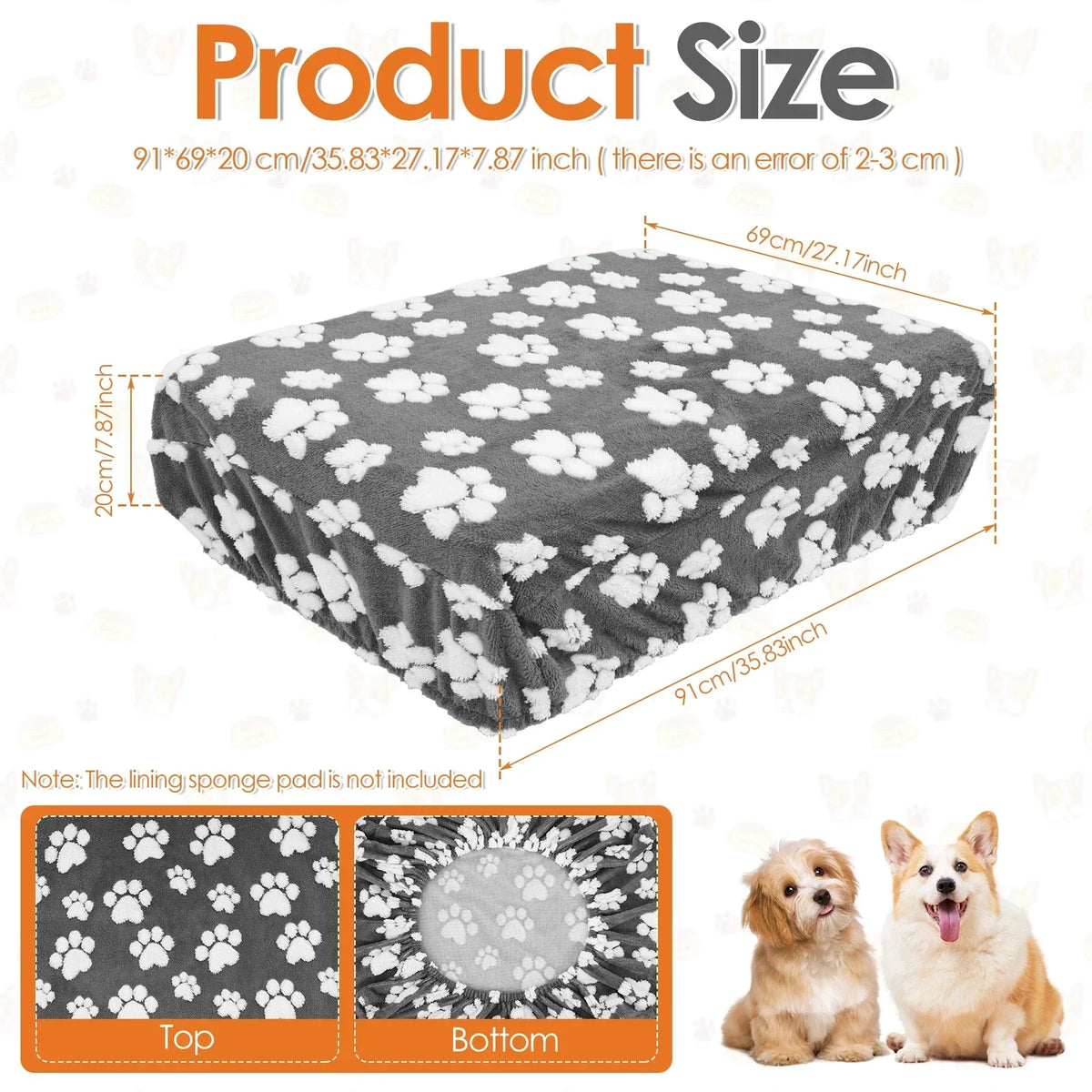 Waterproof Dog Bed Cover Cotton Velvet Replacement Pet – Dog Beds & Mats