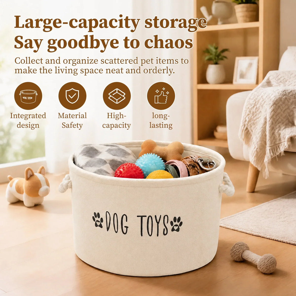 Dog Toy Storage Bin Polyester Large Capacity - ProPawPet.com