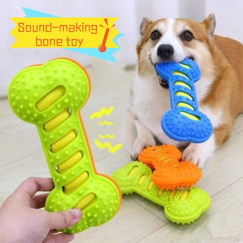 Dog Rubber Bone Chew Toy Squeaky Bite - ProPawPet.com