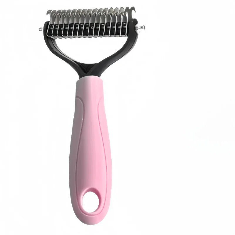 2-in-1 Stainless Pet Deshedding Brush – Dog Hair Remover Knot – 2 Sizes