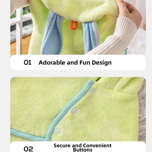 Rabbit Ear Design Super Absorbent Dog Hooded Bathrobe Warm for Small Pets