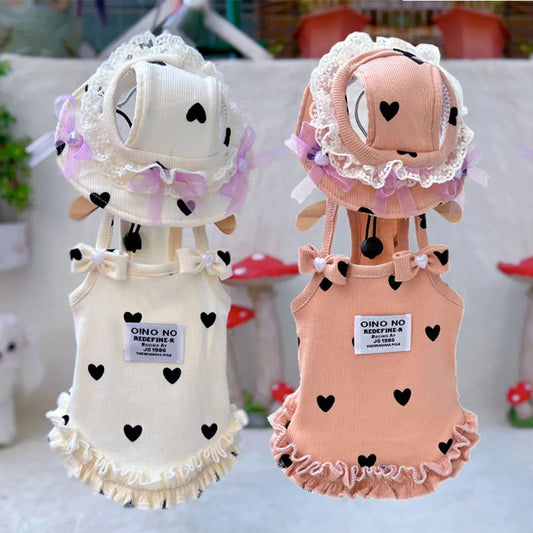 Pet Spring/Summer Lace Strap Dress Cute Hat - ProPawPet.com