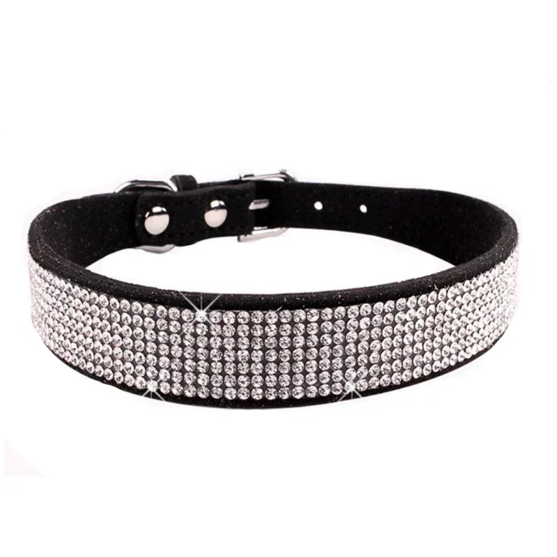 Suede Fiber Crystal Dog Collar Comfortable - ProPawPet.com