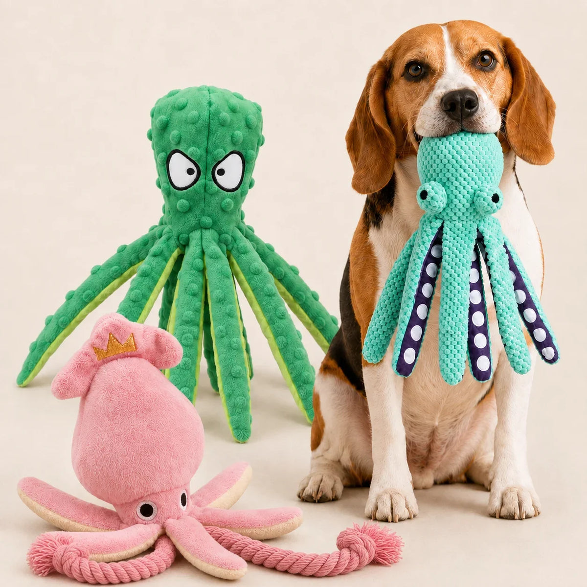 3Pcs Dog Plush Octopus Toy Interactive Sound - ProPawPet.com