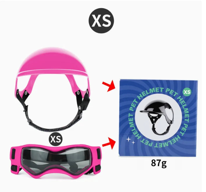Dog Helmet Goggles Set Pet Safety Hat with Ear Holes Anti UV – Dog Supplies