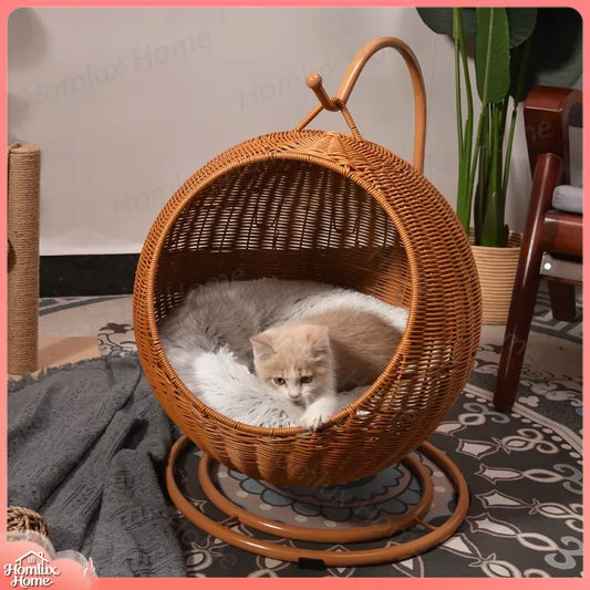 Rattan Cat Nest House for All Seasons Indoor - ProPawPet.com
