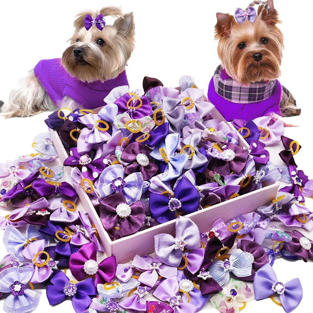 10/20PCS Diamond Puppy Bows Multi Style Dog - ProPawPet.com