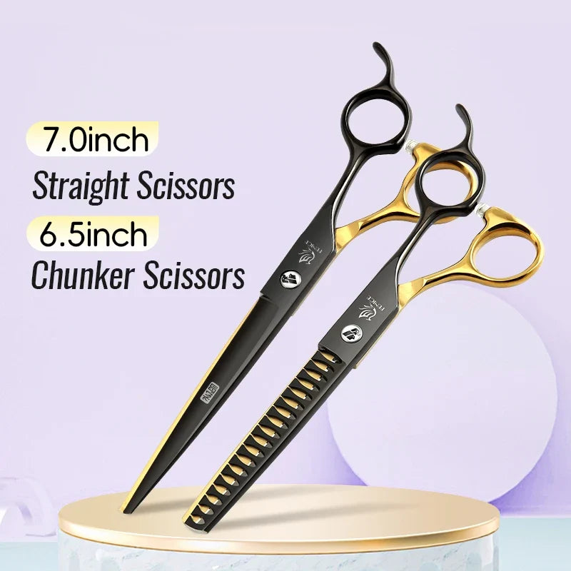Fenice 6.5/7 Inch Black Gold Pet Grooming - ProPawPet.com