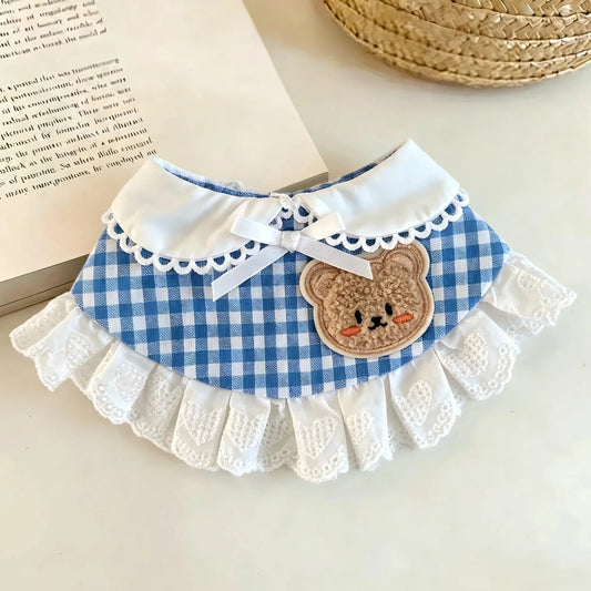 2 Colors Plaid Pet Bib White Doll Collar - ProPawPet.com