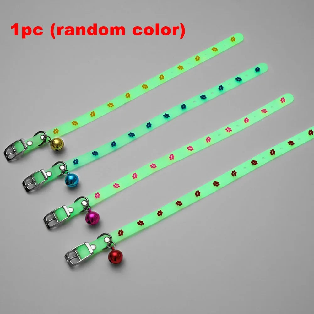 Adjustable Glowing Cat & Dog Collars with Bell Light – 7 Colors