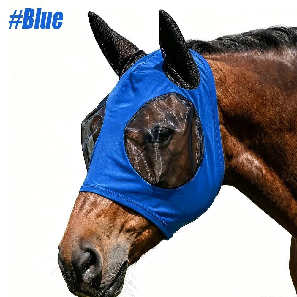 Horse Fly Mask with Ears, Breathable Mesh UV Protection – 4 Colors