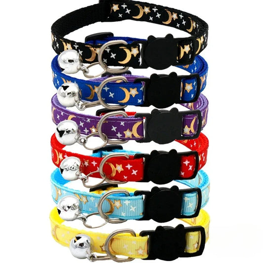 Cat Collar With Bell Cartoon Star Moon Dog - ProPawPet.com