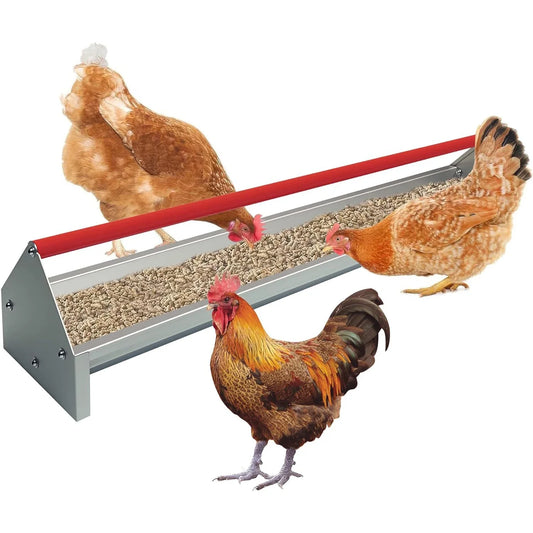 Chicken Feeding Trough,heavy Duty Galvanized Steel Coop Food Feeder