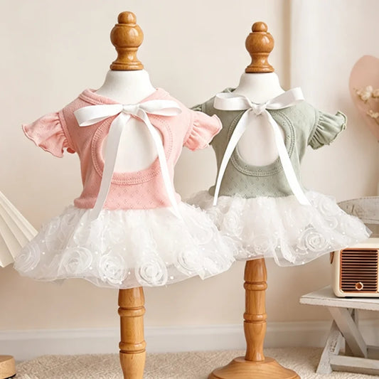 Back Hollow Bow Dog Princess Dress Dog - ProPawPet.com