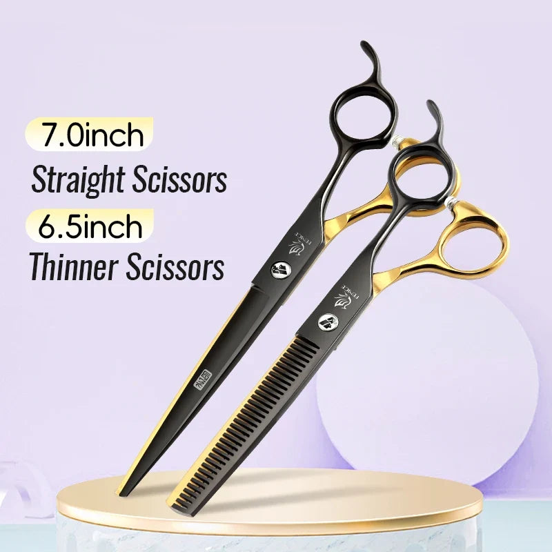Fenice 6.5 7 Inch Black Gold Pet Grooming Shears Straight – Dog Supplies