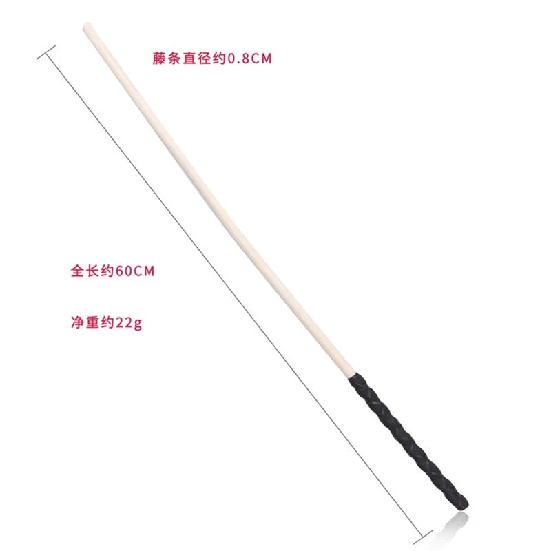 Leather 60cm Natural Rattan Long Straight Whip for Horses