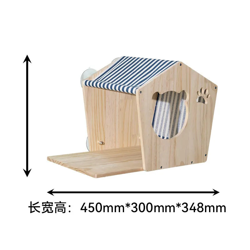 Solid Wood Cat Hanging Bed for Indoor with Suction Cups
