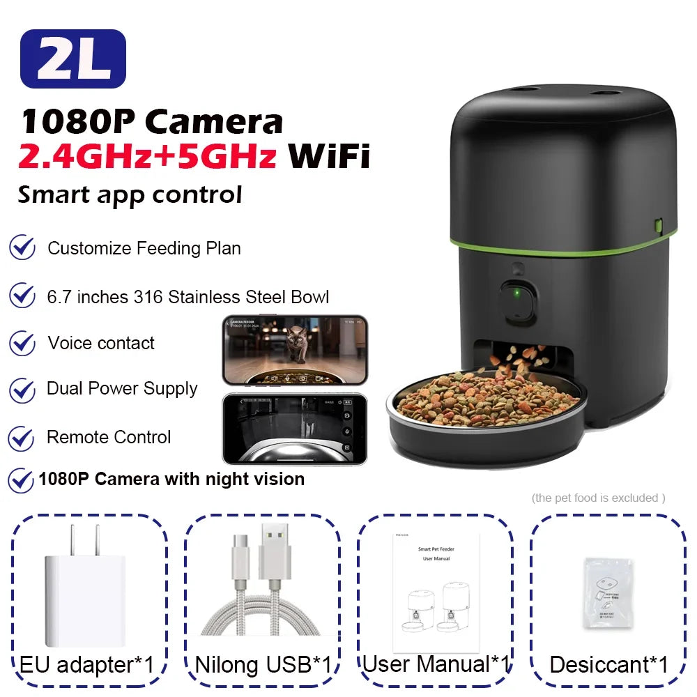 Automatic Cat Feeder Camera Pet Smart Food Kibble Dispenser – 2 Colors