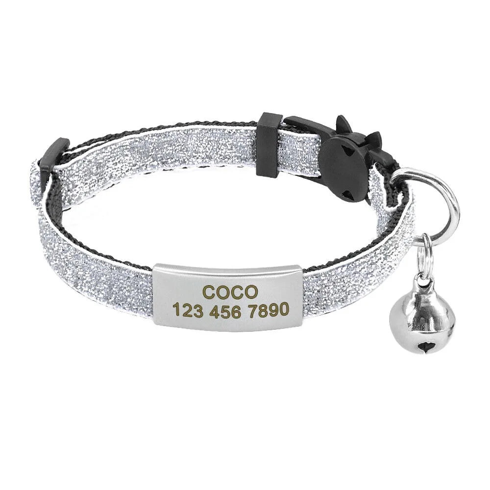 Free Engraving Glitter Cat Safety Buckle - ProPawPet.com