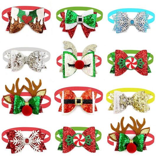 50/30pcs Christmas Bows Exquisite Small Dog - ProPawPet.com