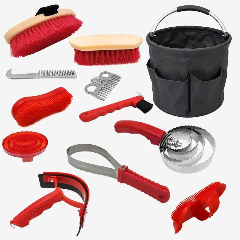 Horse Grooming Kit 12‑ Care Cleaning Tools Set – 2 Colors