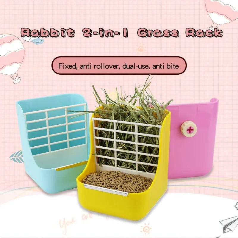 2‑in‑1 Hay Food Feeder Bowl Cage Mount - ProPawPet.com
