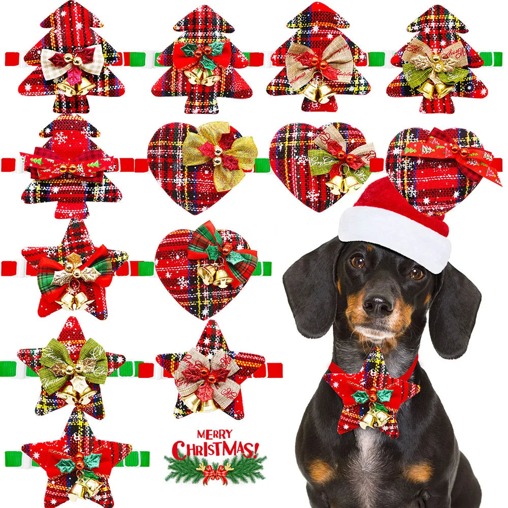 5/10PCS Christmas Dog Bowties With Bell - ProPawPet.com
