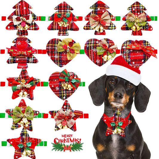 5/10PCS Christmas Dog Bowties With Bell - ProPawPet.com