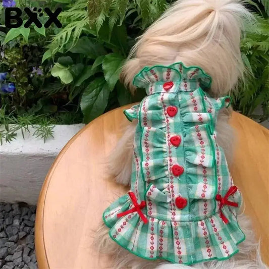 BXX Spring Autumn Plaid Pet Dress Ruffle - ProPawPet.com