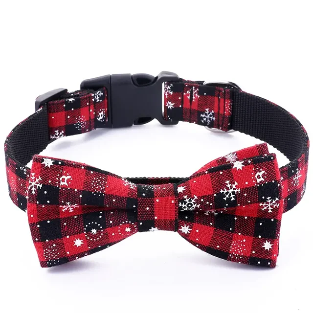 Dog Collar with Bow tie,Christmas Plaid - ProPawPet.com