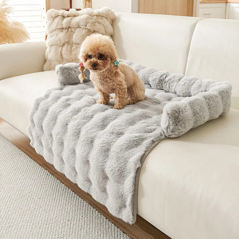 Plush Faux Rabbit Fur Large Dog Mat Cat Bed for Small Pets