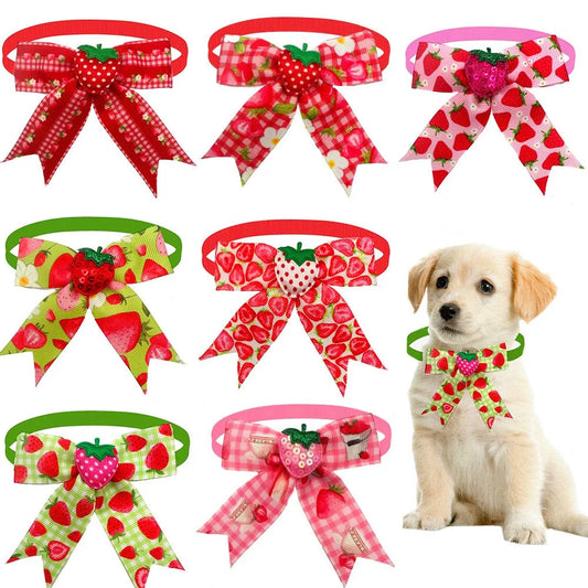 50/100pcs Dog Bow Tie Fruit Strawberry - ProPawPet.com